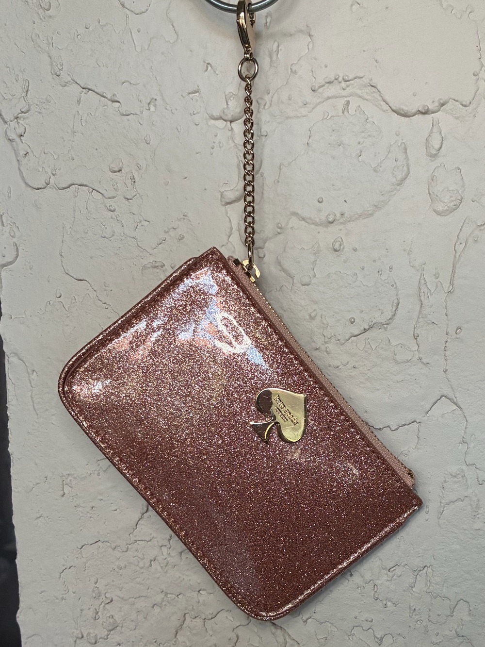 kate spade Rose Gold Glitter Wristlet Clutch